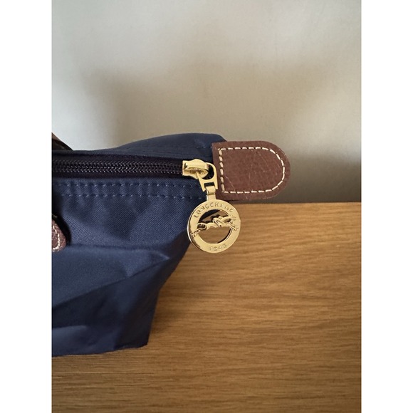 Longchamp Le Pliage Nylon Leather Xtra Small Shoulder Tote Bag Navy Blue EUC - Picture 4 of 12